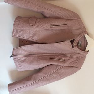 Blush pink jacket.